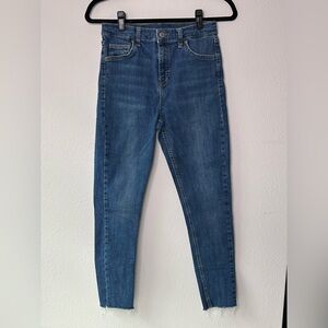 Topshop Moto Jamie High Rise Distressed Hem Skinny Jeans  W30L30